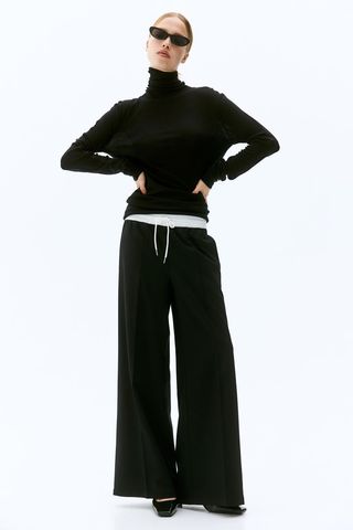 Wide-Cut Pull-On Pants