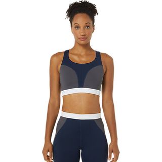 asics sports bra in white and grey repurposed