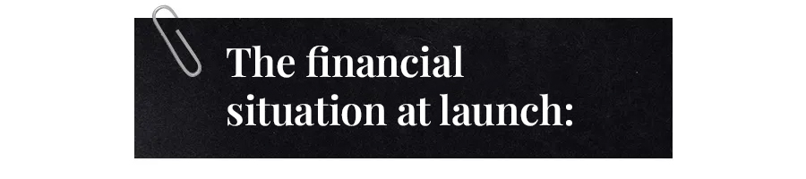 text that says the financial situation at launch