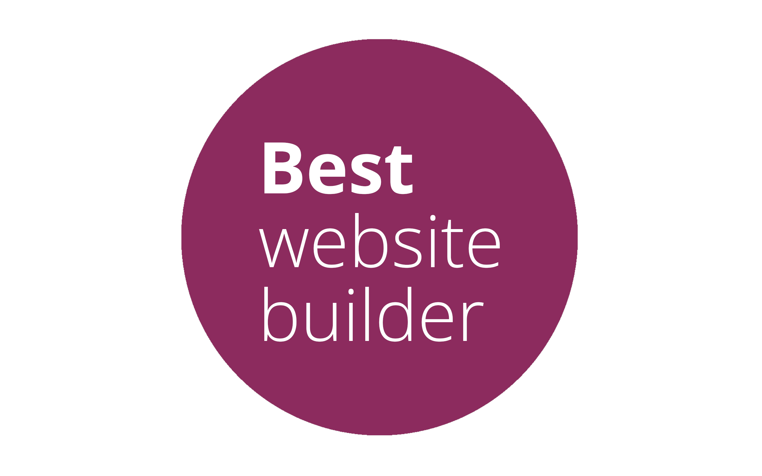 purple circle with white writing saying best website builder