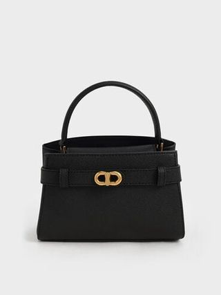 Aubrielle Metallic-Buckle Top Handle Bag