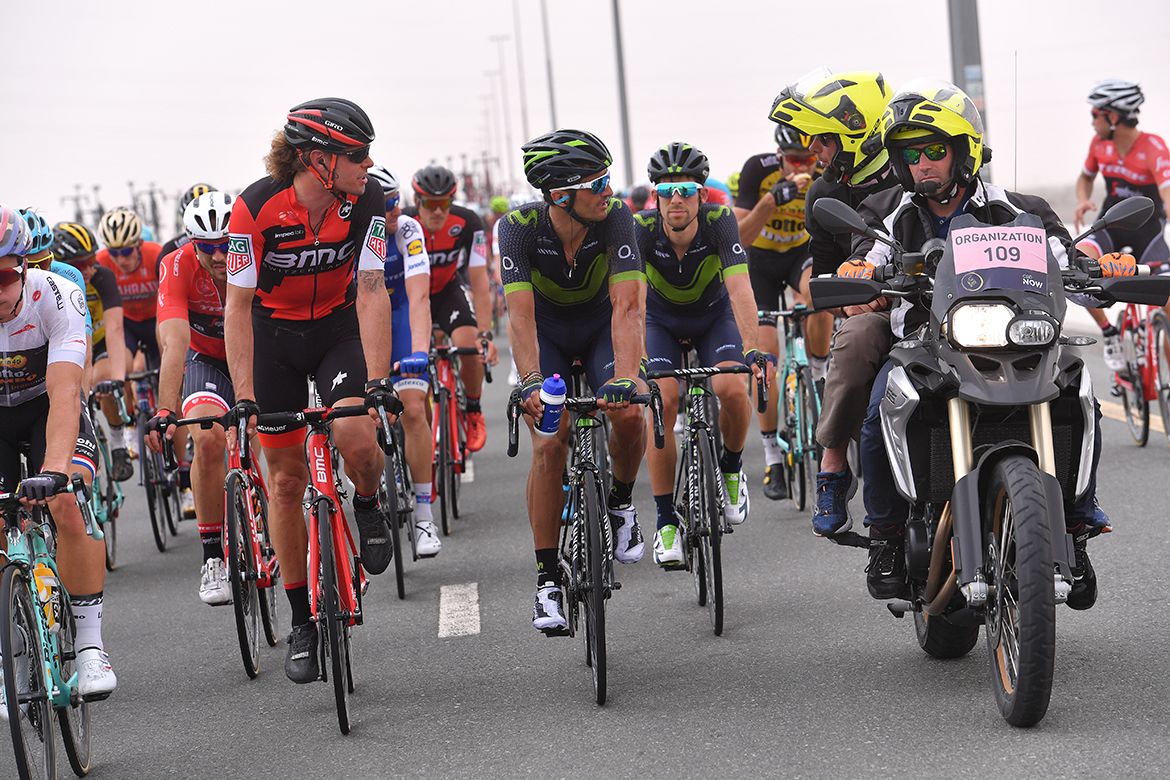 Daniele Bennati has a conversation with one of the race commisaires