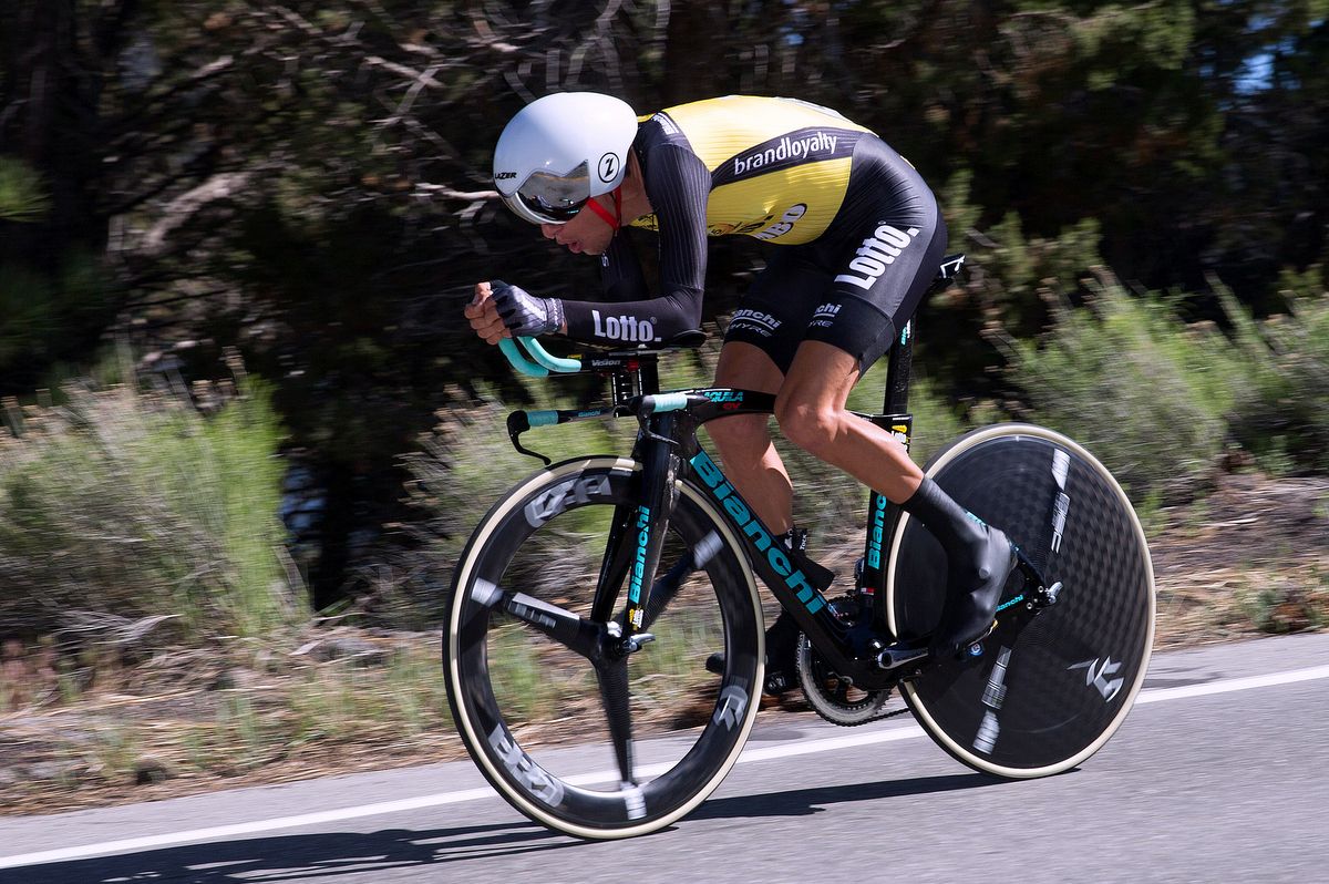 George Bennett riding into yellow