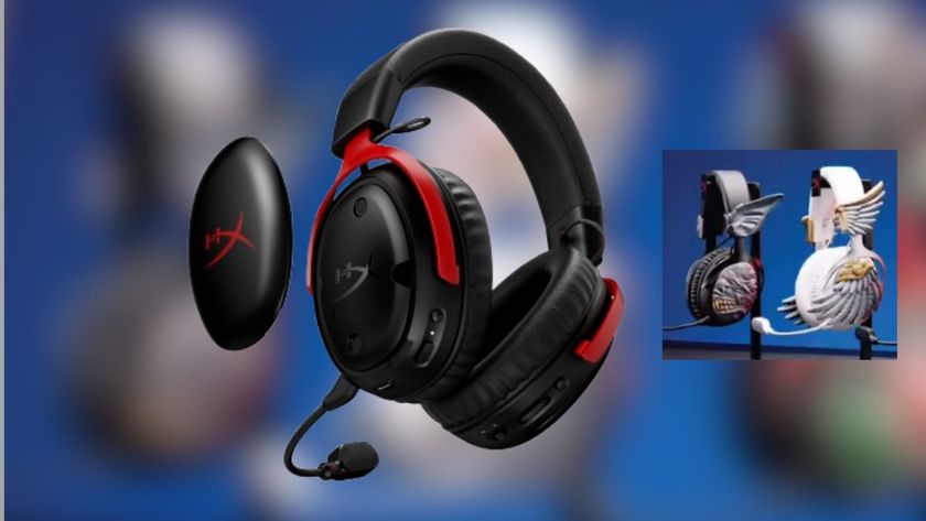 The HyperX Cloud III S Wireless with extra ear plate on a blurred background