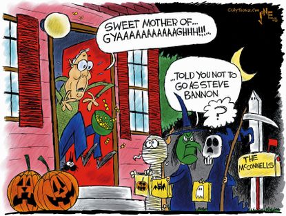 Political cartoon U.S. McConnell Steve Bannon Halloween