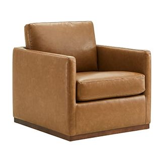 Chita Swivel Accent Chair, Mid Century Modern Arm Chair for Living Room and Bedroom, Saddle Brown