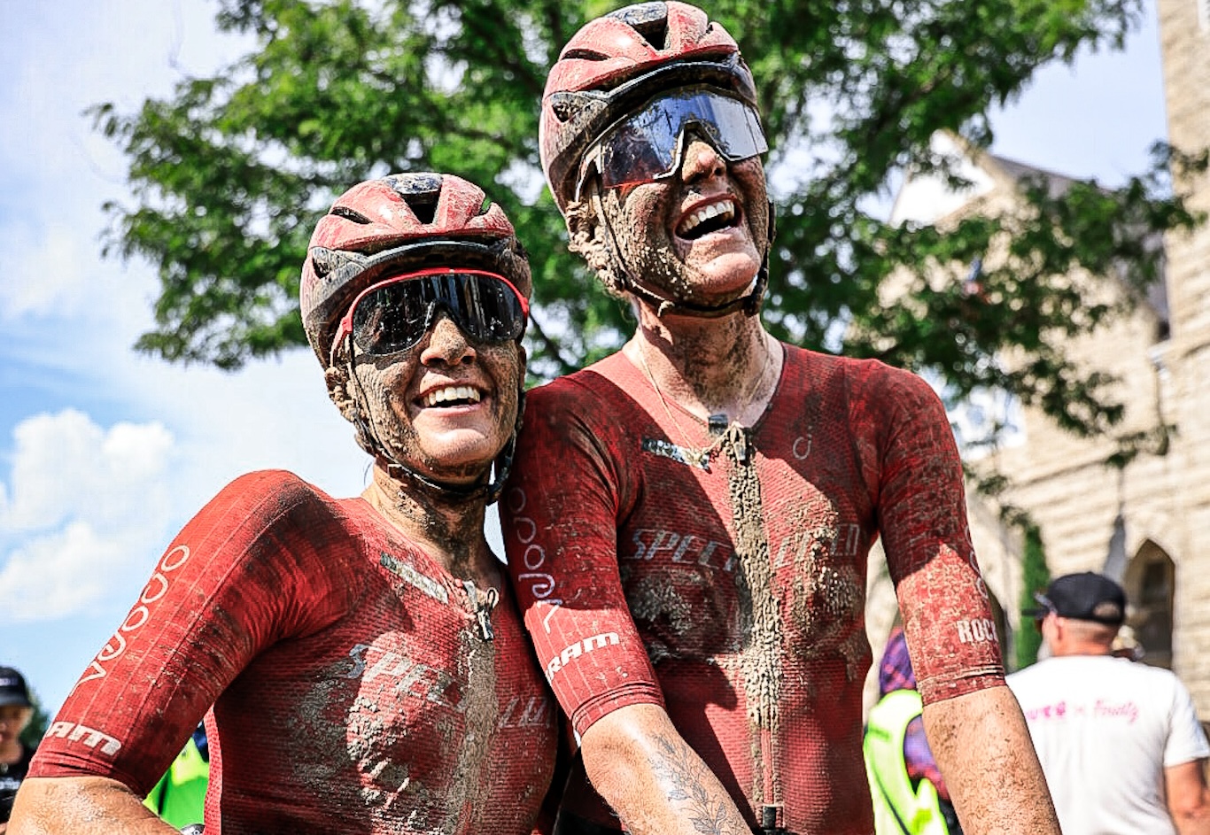 Sofia Gomez Villafa&ntilde;e (left) and Geerike Schreurs (right) go 1-2 in elite women's race at 2026 Unbound Gravel 200 for Specialized Off-road