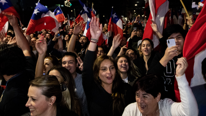 Supporters of ‘Rejection’ celebrate in Santiago, Chile