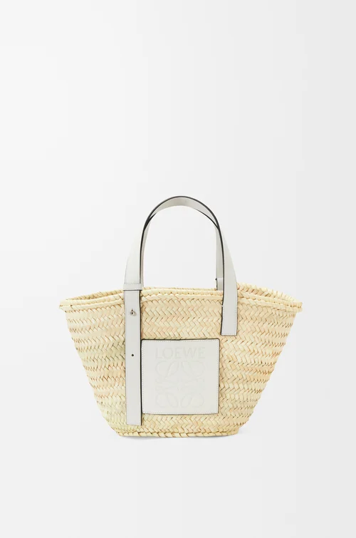 Basket Bag in Palm Leaf and Calfskin