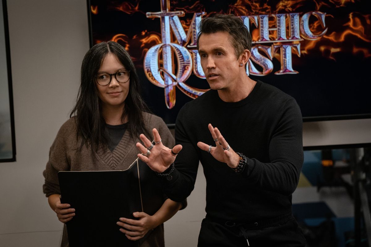 Charlottle Nicdao and Rob McElhenney from Mythic Quest