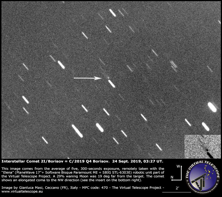 An image of 2I/Borisov captured on Sept. 24, 2019, in Italy.