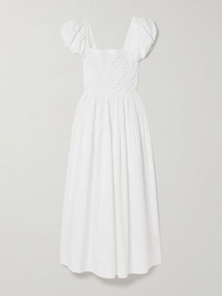 Katherina Shirred Cotton-Voile Midi Dress