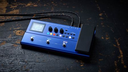 Boss GX-1B, the multi-effects pedal designed specifically for bass has a blue enclosure, three assignable footswitches and an integrated expression pedal &ndash; and it's digital display is easy to read.
