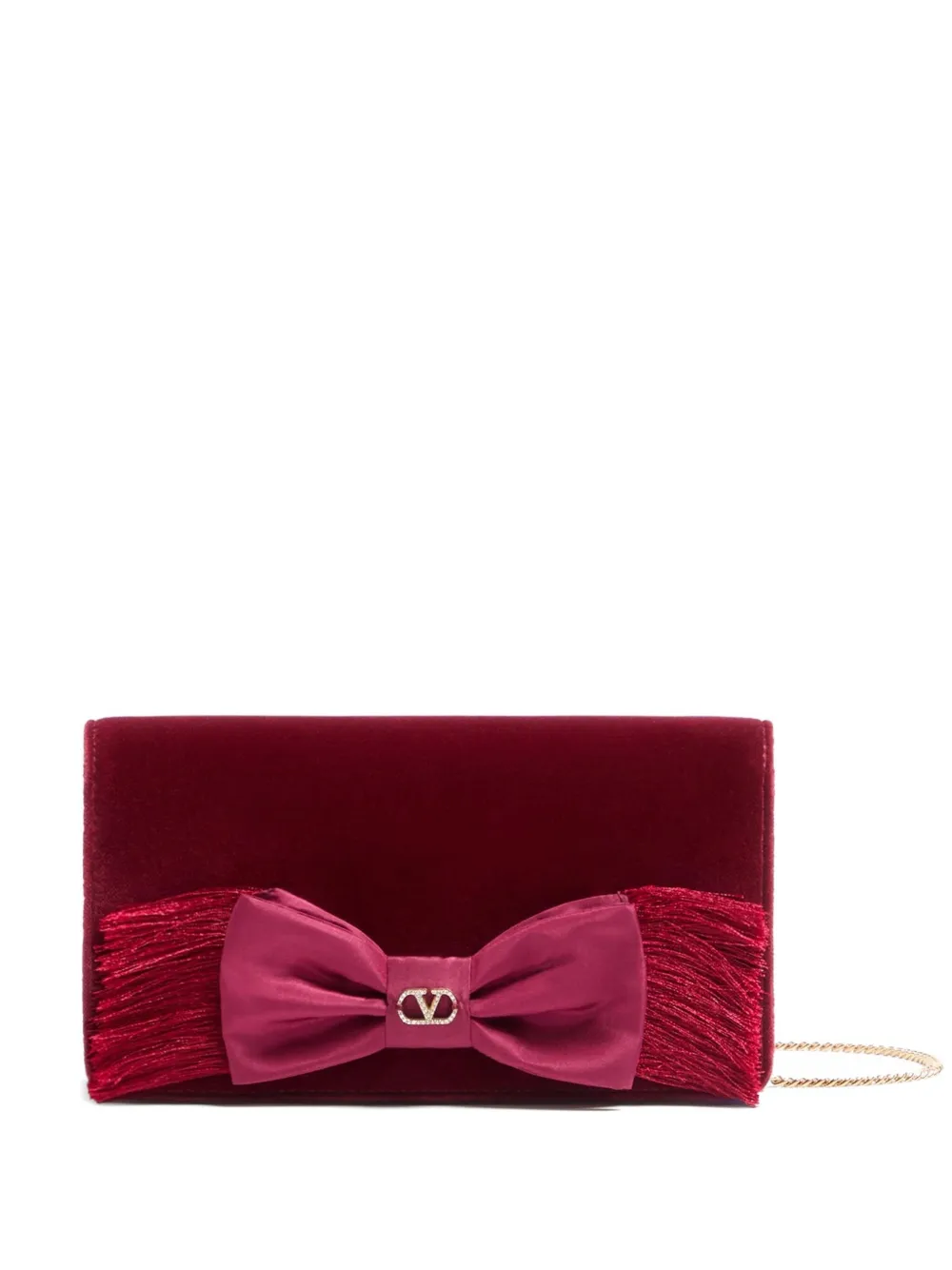 Valentino Garavani Vlogo Signature Velvet Bow Clutch Bag | One Size