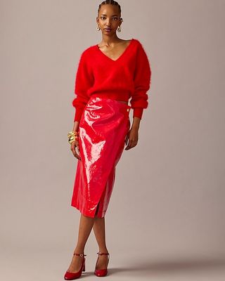 Collection Wrap Skirt in Laminated Linen
