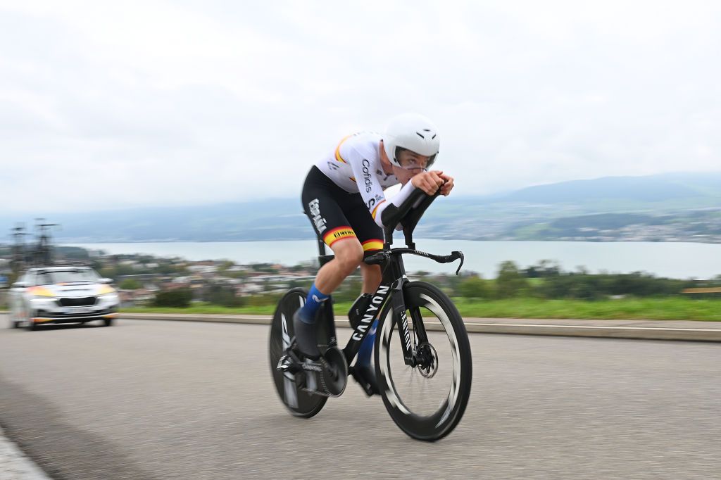 ZURICH SWITZERLAND SEPTEMBER 23 Ivan Romeo of Team Spain sprints during the 97th UCI Cycling World Championships Zurich 2024 Mens U23 Individual Time Trial a 299km one day race from Zurich to Zurich on September 23 2024 in Zurich Switzerland Photo by Dario BelingheriGetty Images