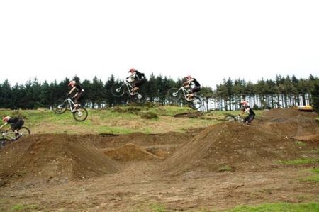 Four cross racers in Afan, United Kingdom.