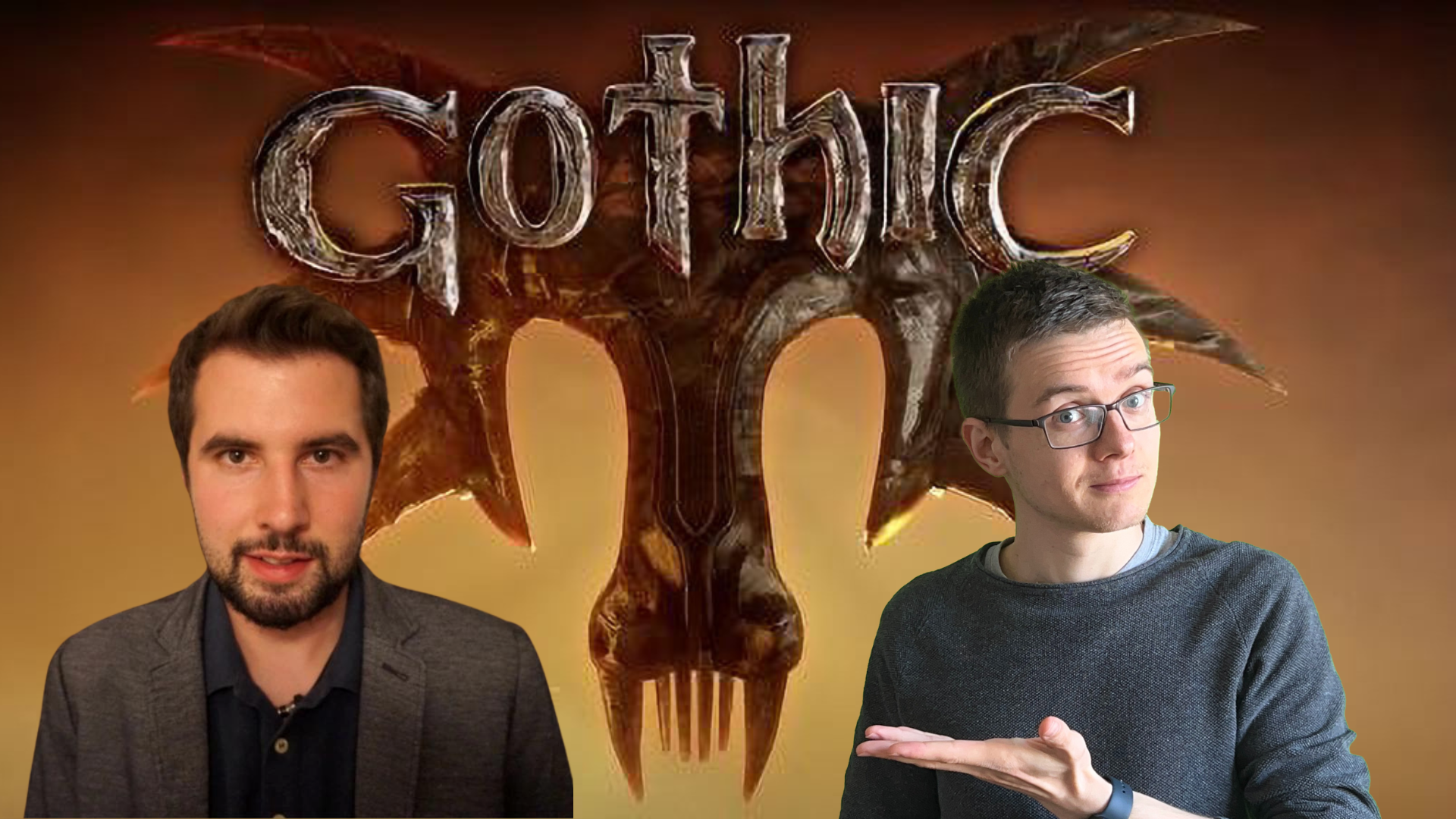 Reinhard Pollice mit William Schubert vor dem Gothic Remake Background