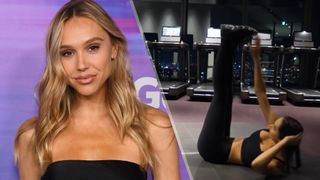 a photo of Alexis Ren and a screenshot of Alexis Ren's ab workout