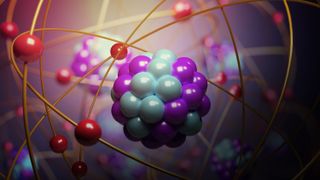 An illustration shows the inside of an atom.