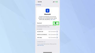 Bluetooth toggled on in iPhone