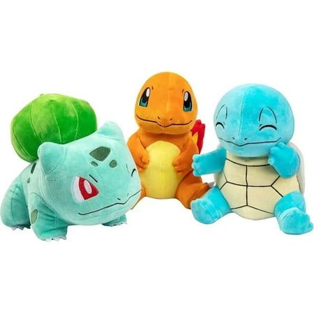 8-inch Plush Starter 3-Pack - Charmander, Squirtle, Bulbasaur