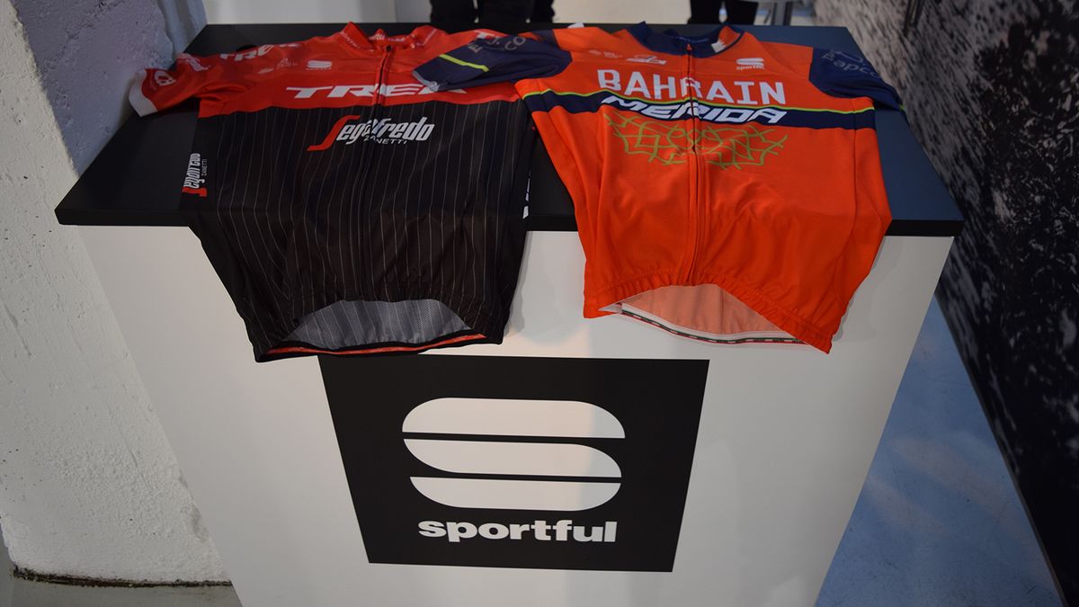 Alongside Sportful's historical jerseys were the current season's WorldTour offerings