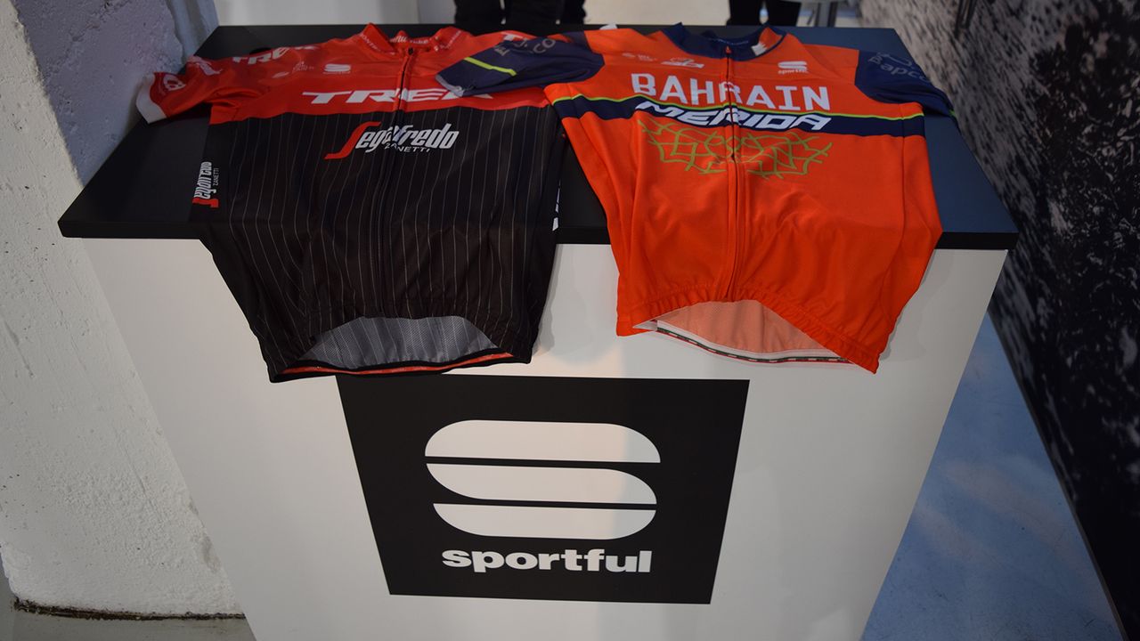 Alongside Sportful's historical jerseys were the current season's WorldTour offerings