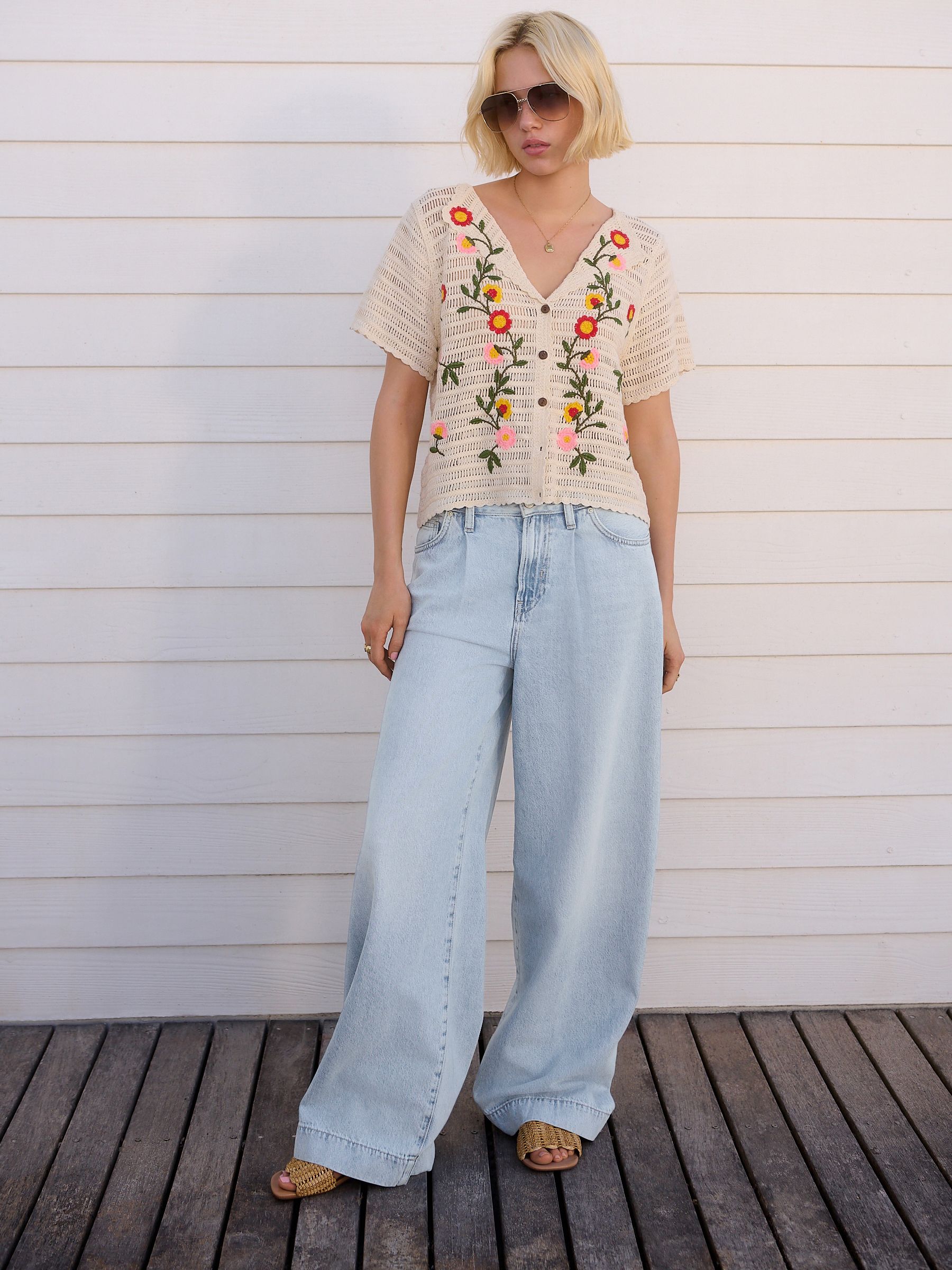 Bleach Palazzo Wide Leg 100% Cotton Jeans