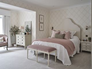 pink master suite bedroom