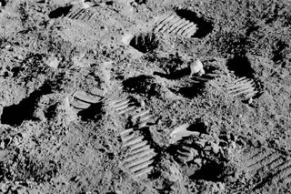 Footprints left on the lunar surface by Apollo 17 astronaut Gene Cernan in December 1972.