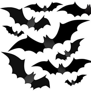 Halloween Decorations - Halloween Party Indoor Outdoor Decor Supplies , 56 Pcs Reusable Pvc 3d Decorative Scary Bats Wall Stickers Comes With Double Sided Foam Tape