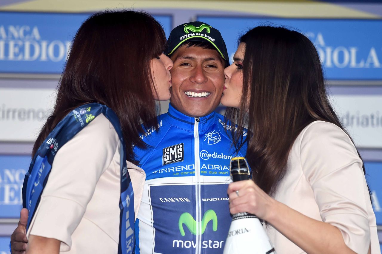 Nairo Quintana (Movistar) on the podium