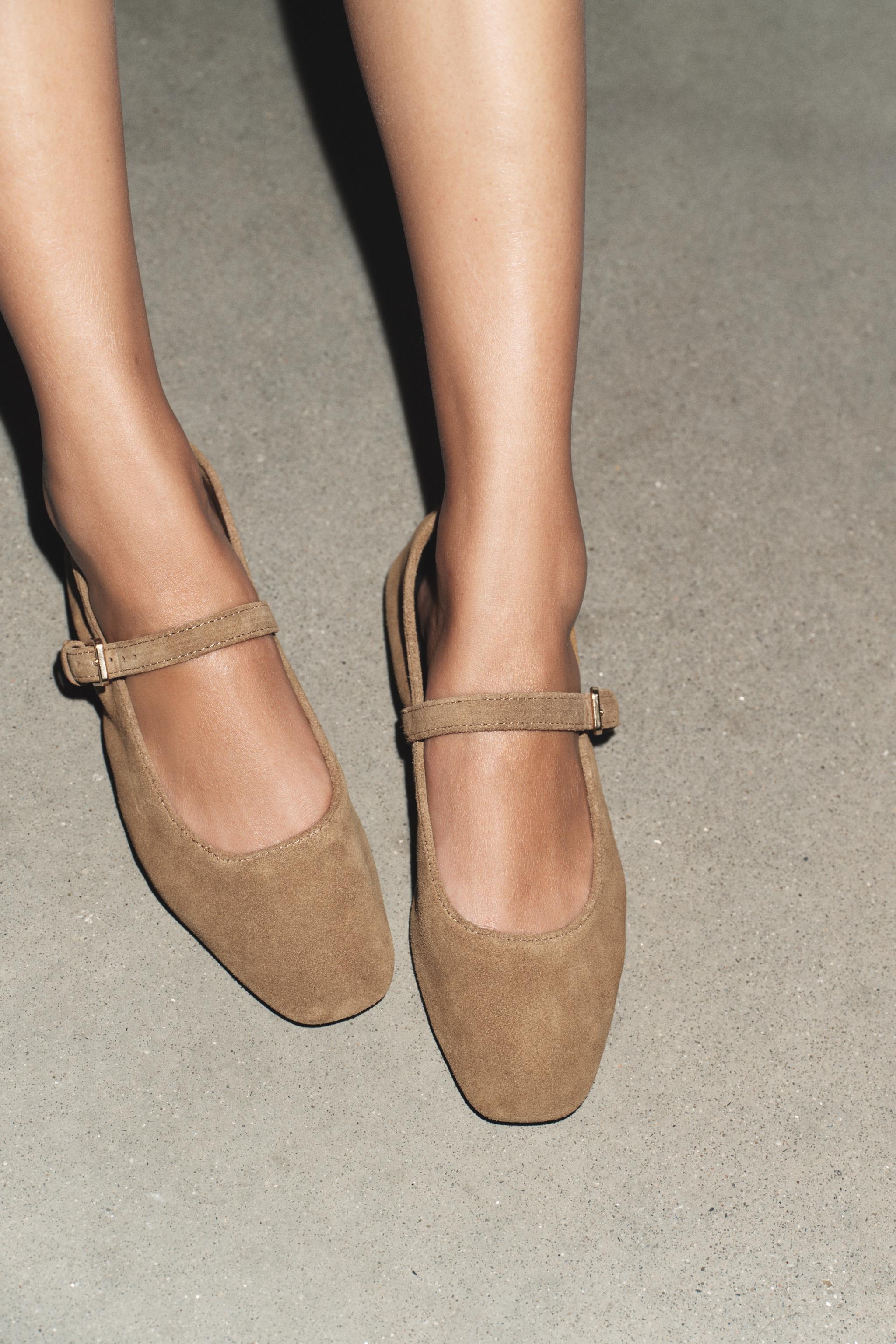 split suede ballerinas