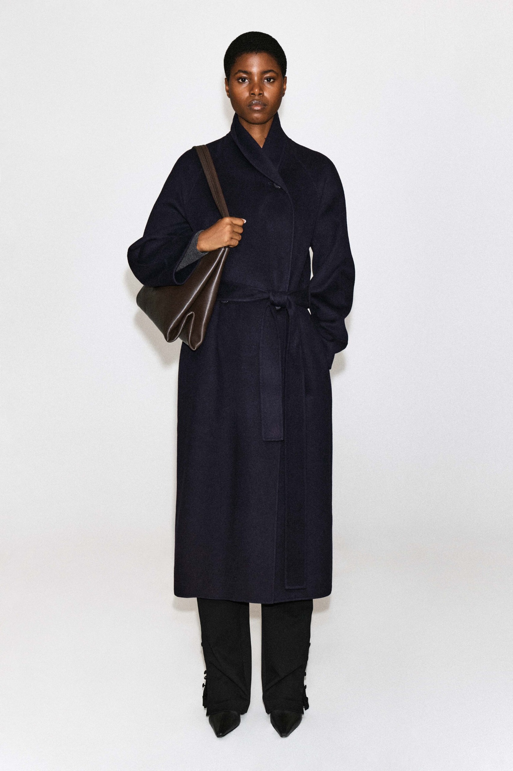 Shawl-Collar Double-Faced Wool Long Coat