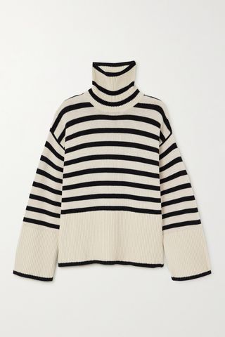 Striped Wool-Blend Turtleneck Sweater