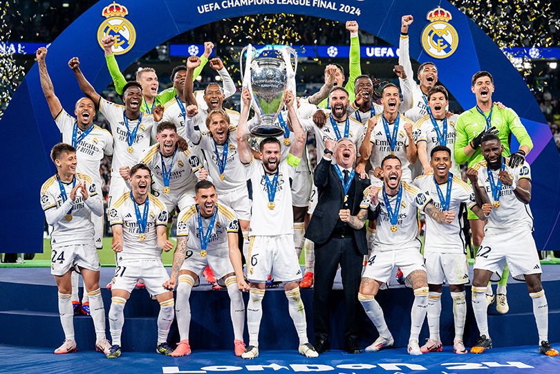 Real Madrid celebrating their latest Champions League victory