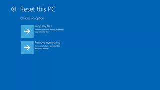 A screenshot of the Windows 10 reset PC screen