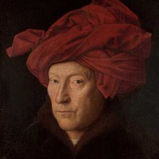 Portrait of a Man (Self-Portrait?), 1433, oil on oak panel, 10¼in by 7½in, by Jan van Eyck (about 1390–1441), National Gallery, London.