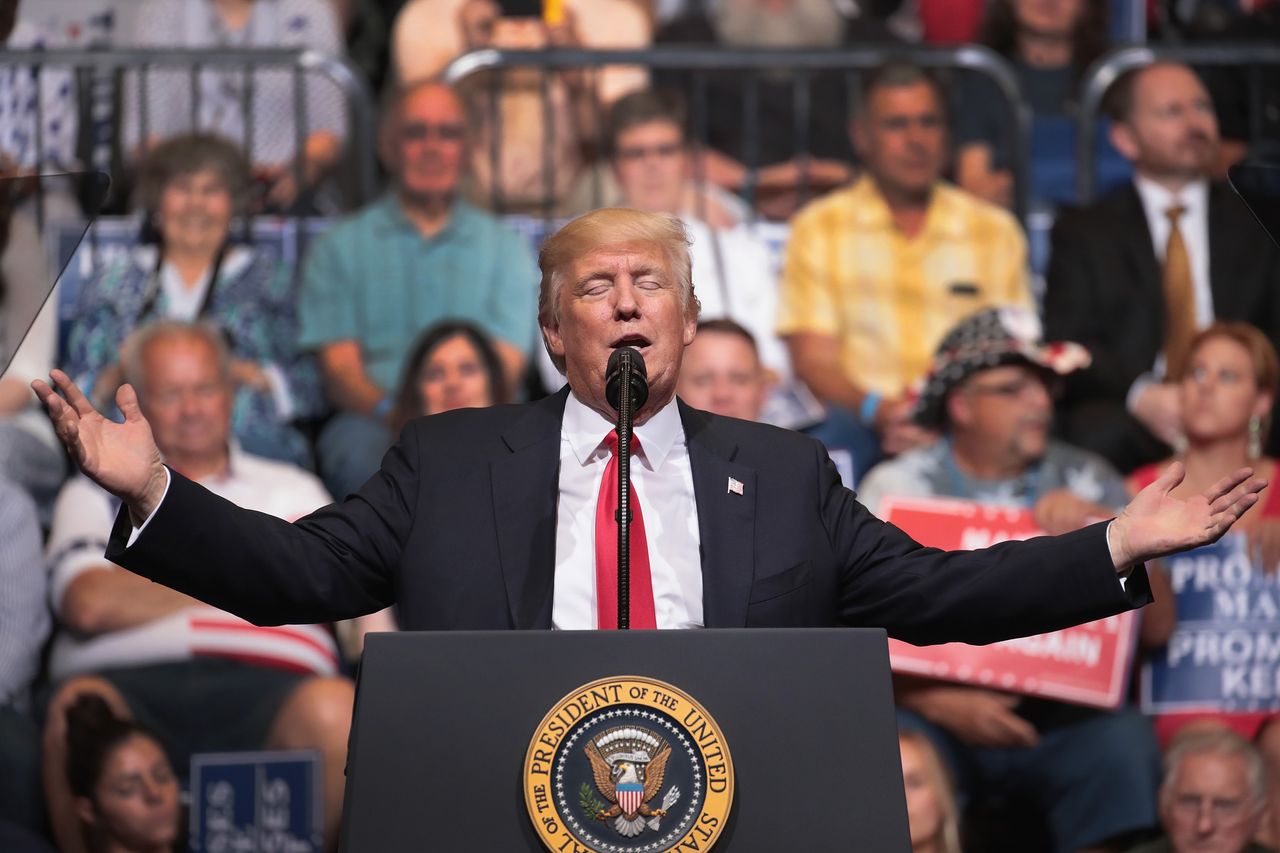 Trump&amp;#039;s speaks at his rally in Iowa.