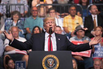 Trump's speaks at his rally in Iowa.