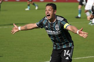 Javier Hernandez celebrates his second goal