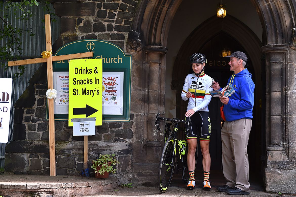 Daiva Tuslaite ahead of the Ovo Energy Women's Tour's third stage