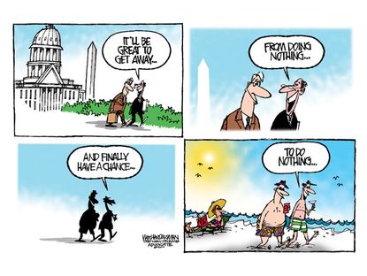 Political cartoon Congress summer recess