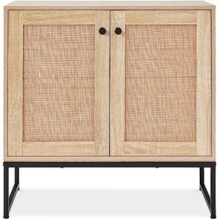 Best Choice Products 2-Door Rattan Storage Cabinet, Accent Furniture, Multifunctional Cupboard for Living Room, Hallway, Kitchen, Sideboard, Buffet Table W/non-Scratch Foot Pads - Natural