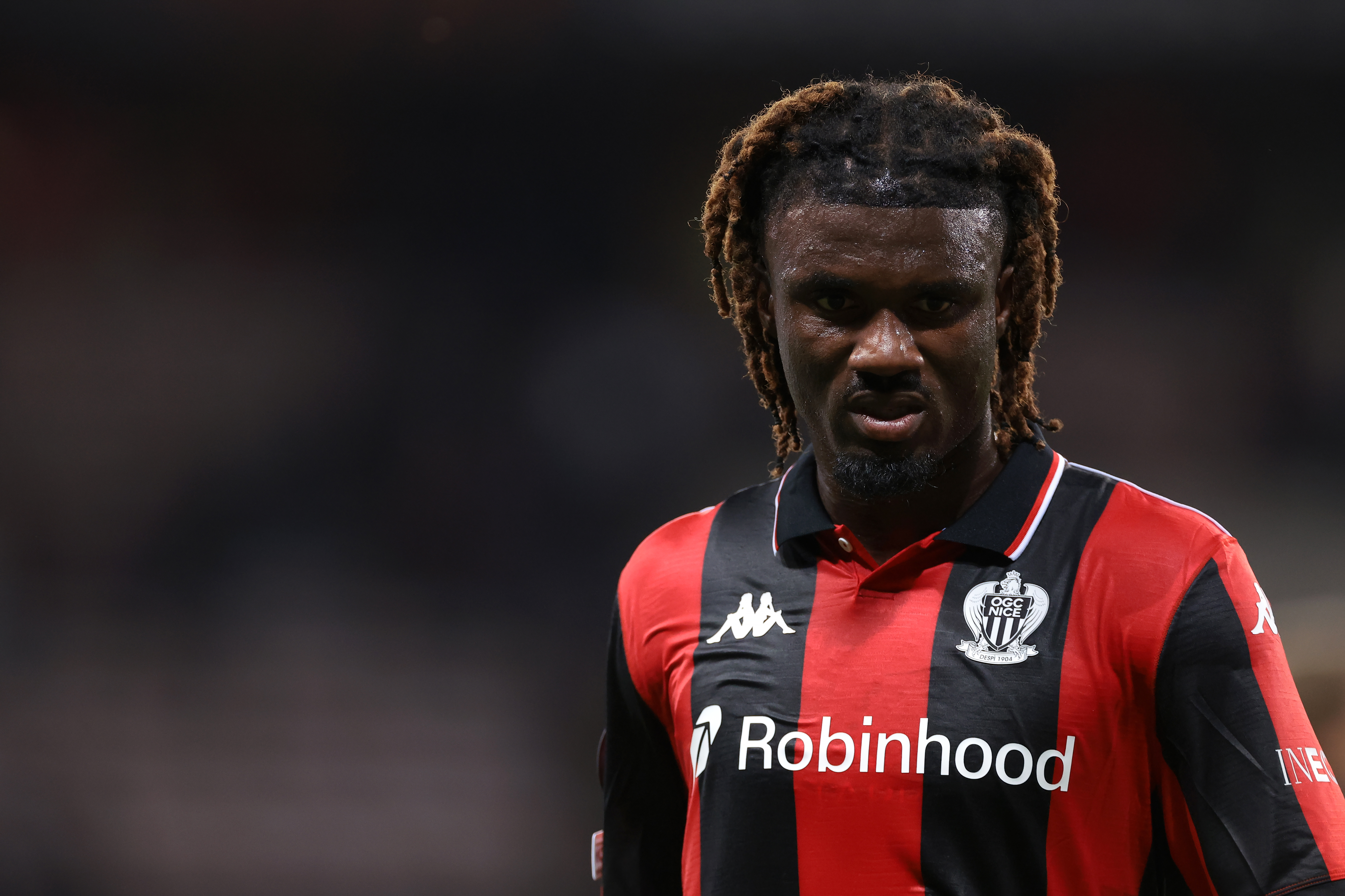 NICE, FRANCE - SEPTEMBER 24: Terem Moffi of OGC Nice during the UEFA Europa League 2025/26 League Phase MD1 match between OGC Nice and AS Roma at Grand Stade de Nice on September 24, 2025 in Nice, France. (Photo by Jonathan Moscrop/Getty Images)