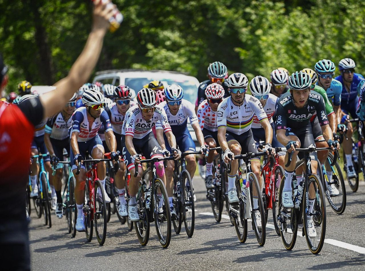 Tour de France 2021 108th Edition 14th stage Carcassonne Quillan 1837 km 10072021 Vincenzo Nibali ITA Trek Segafredo Patrick Konrad AUT Bora Hansgrohe Julian Alaphilippe FRA Deceuninck QuickStep photo Dion KerckhoffsCVBettiniPhoto2021