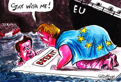 Political cartoon world EU UK Brexit