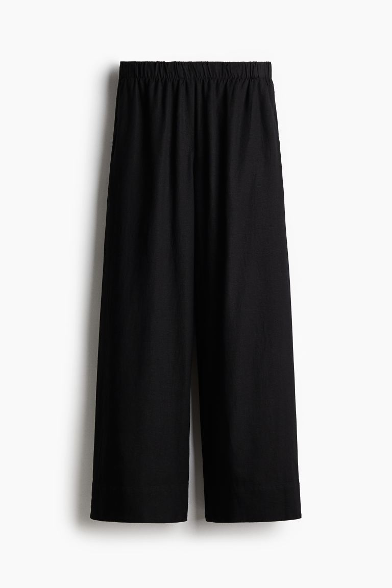 Wide Linen-Blend Trousers