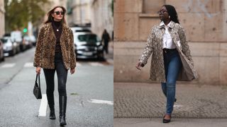 composite image of two street style shots of women wearing skinny jeans